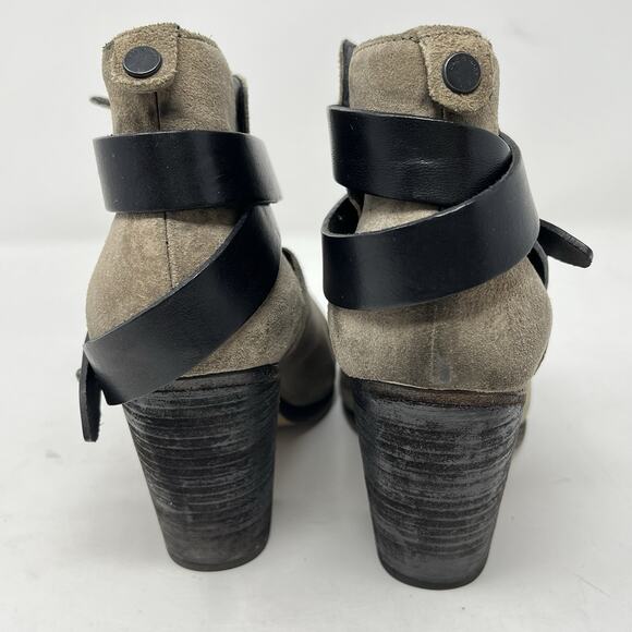 Rag & Bone Harrow Ankle Boots Womens Size 7-7.5 Tan Suede Booties Heeled Shoes - Picture 5 of 13